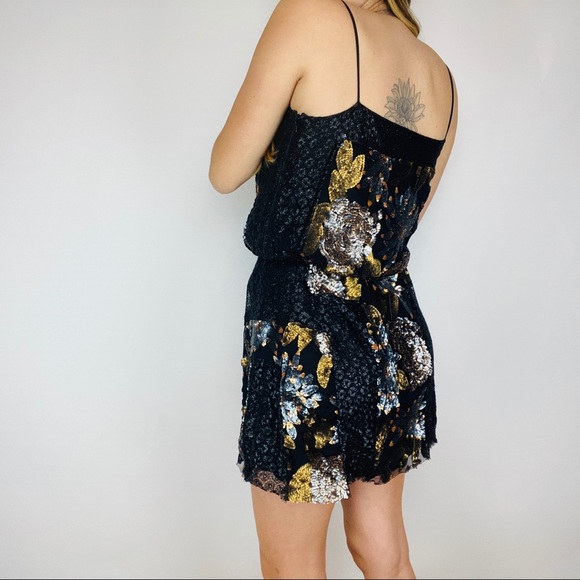 Anna Sui black sequin floral mini dress - Picture 5 of 6